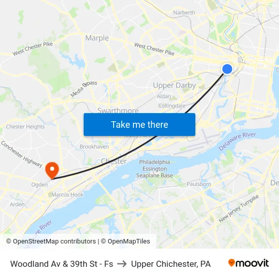 Woodland Av & 39th St - Fs to Upper Chichester, PA map