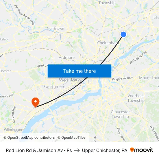 Red Lion Rd & Jamison Av - Fs to Upper Chichester, PA map