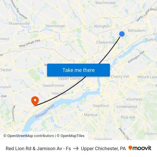 Red Lion Rd & Jamison Av - Fs to Upper Chichester, PA map