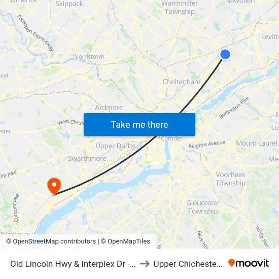 Old Lincoln Hwy & Interplex Dr - Mbfs to Upper Chichester, PA map