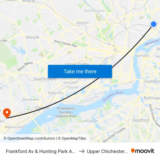 Frankford Av & Hunting Park Av - Fs to Upper Chichester, PA map