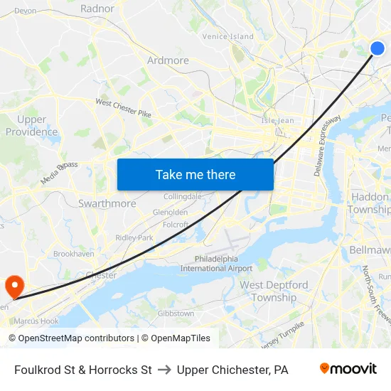 Foulkrod St & Horrocks St to Upper Chichester, PA map
