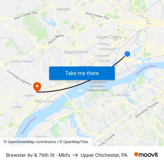 Brewster Av & 76th St - Mbfs to Upper Chichester, PA map