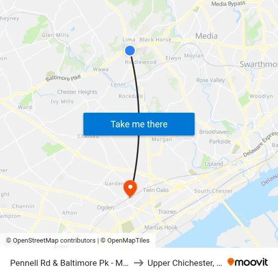 Pennell Rd & Baltimore Pk - Mbfs to Upper Chichester, PA map