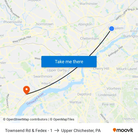 Townsend Rd & Fedex - 1 to Upper Chichester, PA map