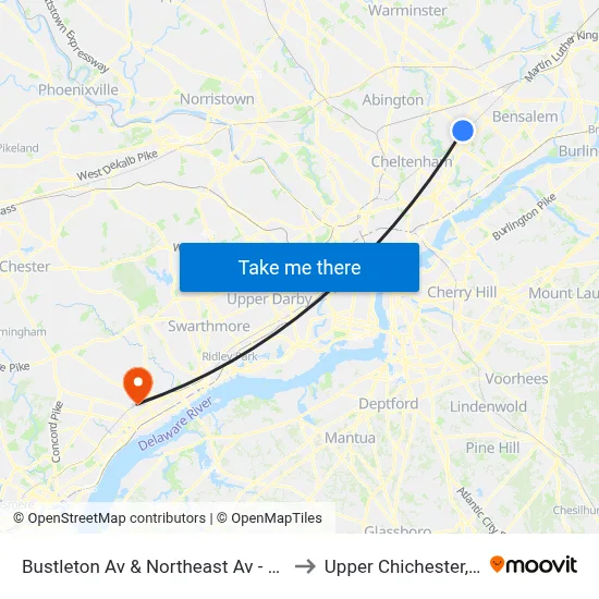 Bustleton Av & Northeast Av - Mbfs to Upper Chichester, PA map