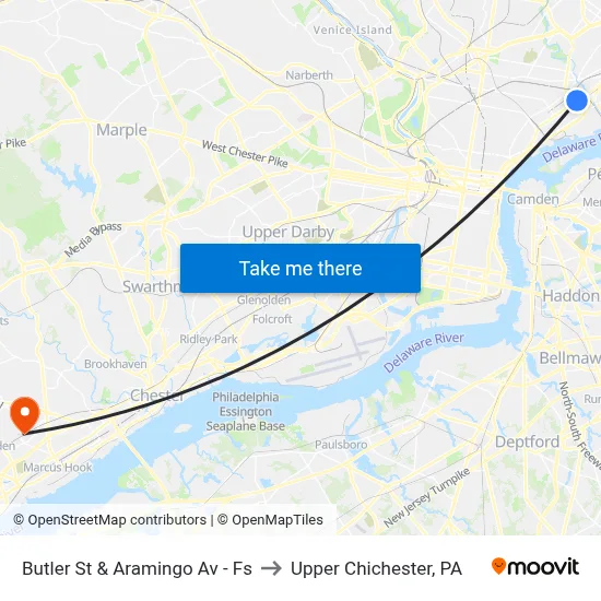Butler St & Aramingo Av - Fs to Upper Chichester, PA map