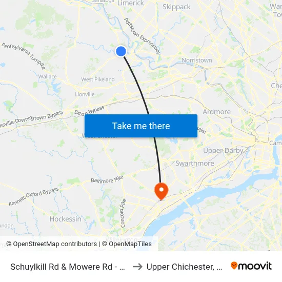 Schuylkill Rd & Mowere Rd - FS to Upper Chichester, PA map