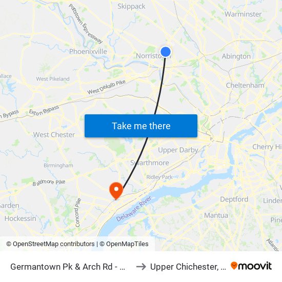 Germantown Pk & Arch Rd - Mbfs to Upper Chichester, PA map