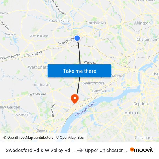 Swedesford Rd & W Valley Rd - FS to Upper Chichester, PA map