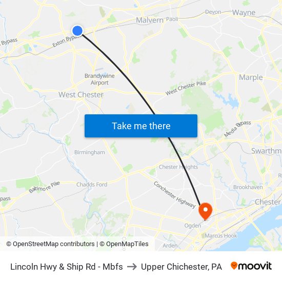 Lincoln Hwy & Ship Rd - Mbfs to Upper Chichester, PA map