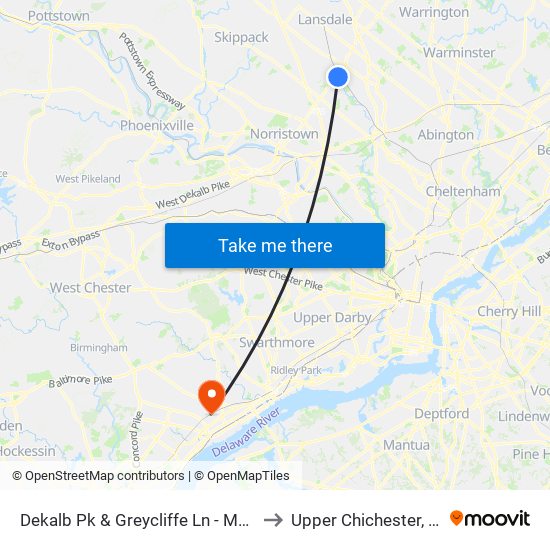 Dekalb Pk & Greycliffe Ln - Mbns to Upper Chichester, PA map