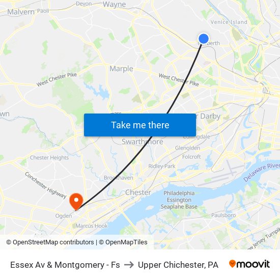 Essex Av & Montgomery - Fs to Upper Chichester, PA map