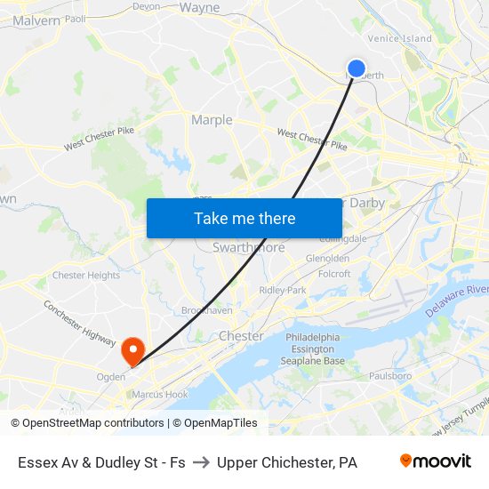 Essex Av & Dudley St - Fs to Upper Chichester, PA map