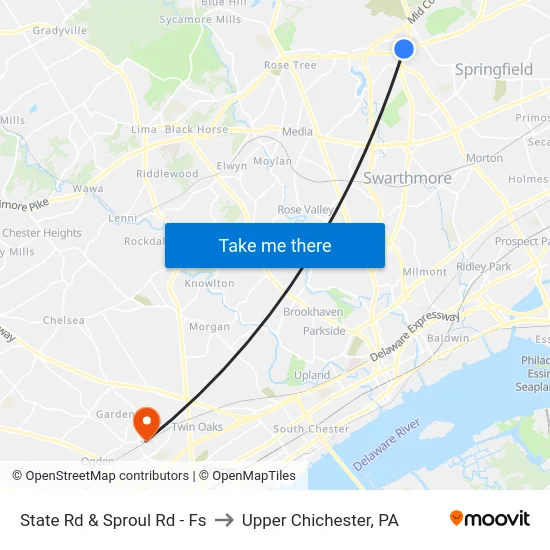 State Rd & Sproul Rd - Fs to Upper Chichester, PA map