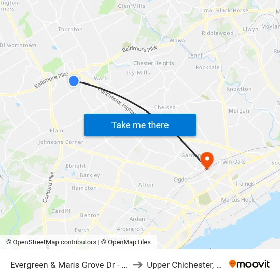 Evergreen & Maris Grove Dr - FS to Upper Chichester, PA map