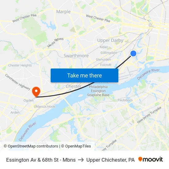 Essington Av & 68th St - Mbns to Upper Chichester, PA map