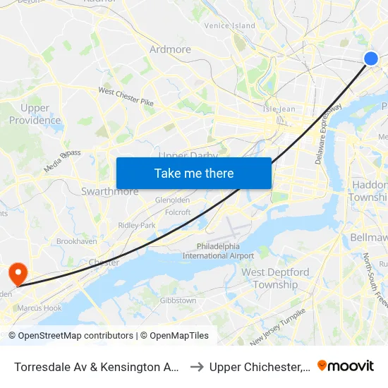 Torresdale Av & Kensington Av - Fs to Upper Chichester, PA map