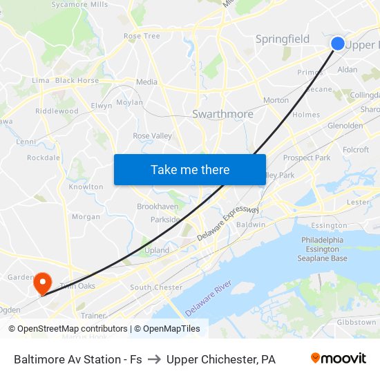 Baltimore Av Station - Fs to Upper Chichester, PA map