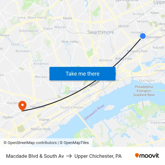 Macdade Blvd & South Av to Upper Chichester, PA map