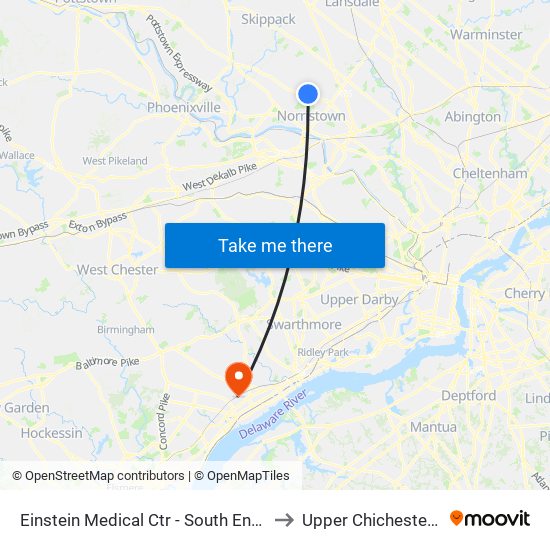 Einstein Medical Ctr - South Entrance to Upper Chichester, PA map