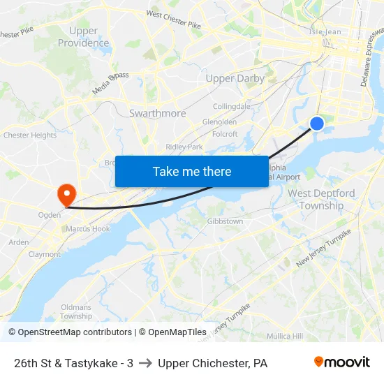 26th St & Tastykake - 3 to Upper Chichester, PA map