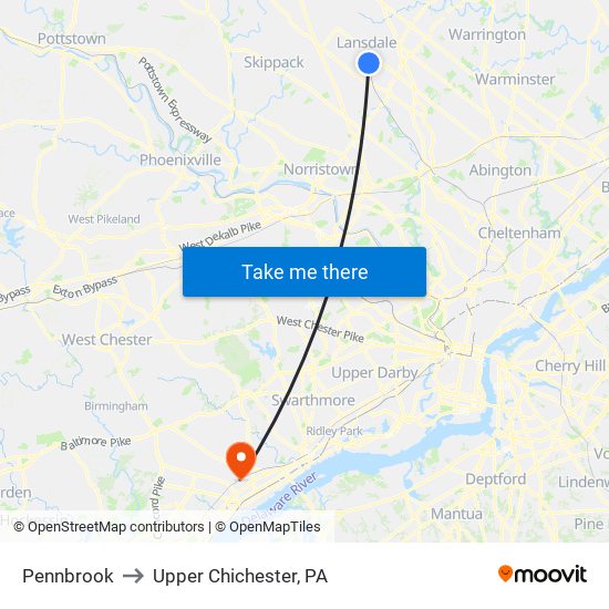 Pennbrook to Upper Chichester, PA map