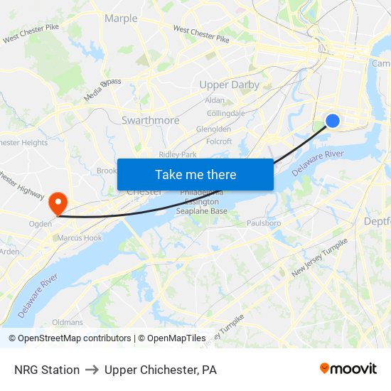 NRG Station to Upper Chichester, PA map