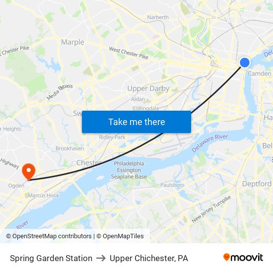 Spring Garden Station to Upper Chichester, PA map