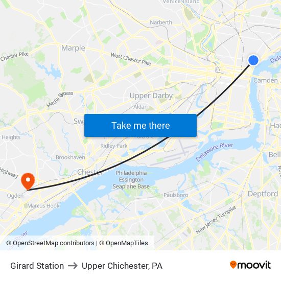Girard Station to Upper Chichester, PA map