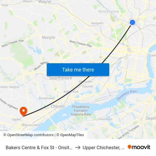 Bakers Centre & Fox St - Onsite 1 to Upper Chichester, PA map