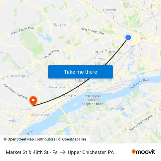 Market St & 48th St - Fs to Upper Chichester, PA map