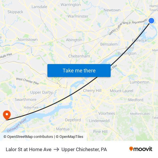 Lalor St at Home Ave to Upper Chichester, PA map