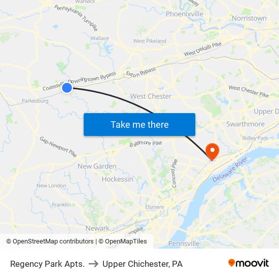 Regency Park Apts. to Upper Chichester, PA map