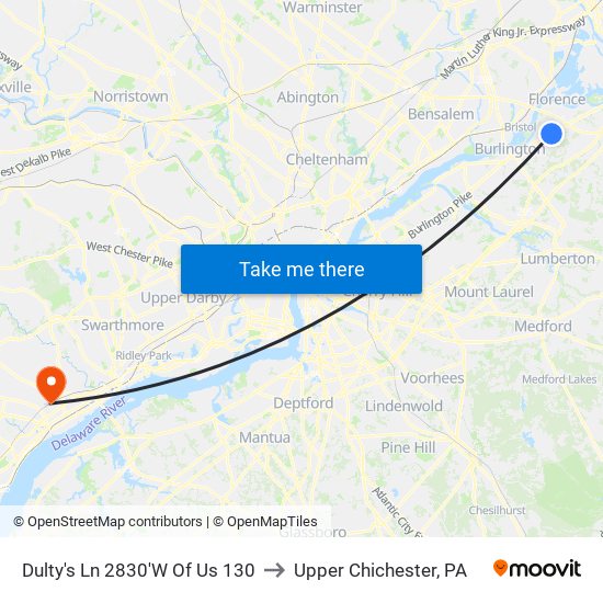 Dulty's Ln 2830'W Of Us 130 to Upper Chichester, PA map