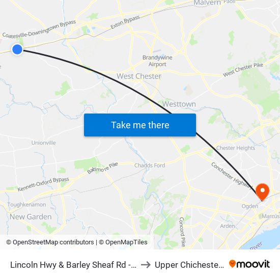 Lincoln Hwy & Barley Sheaf Rd - Mbns to Upper Chichester, PA map