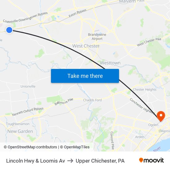 Lincoln Hwy & Loomis Av to Upper Chichester, PA map