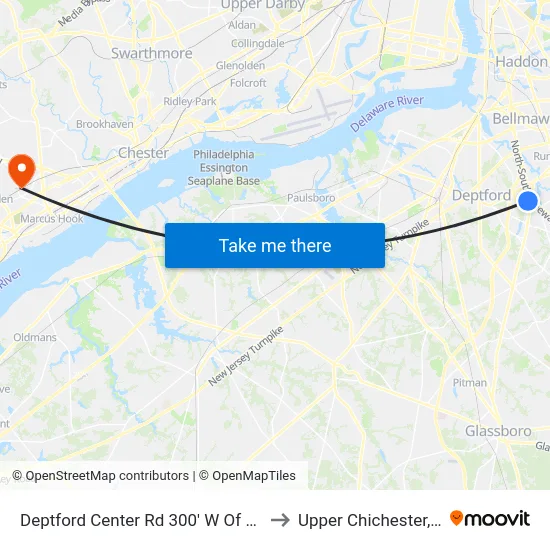 Deptford Center Rd 300' W Of Rt-41 to Upper Chichester, PA map