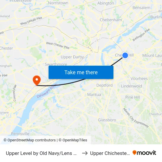 Upper Level by Old Navy/Lens Crafters to Upper Chichester, PA map