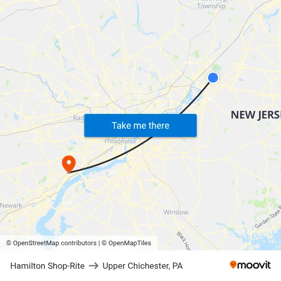 Hamilton Shop-Rite to Upper Chichester, PA map