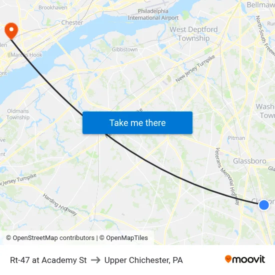 Rt-47 at Academy St to Upper Chichester, PA map