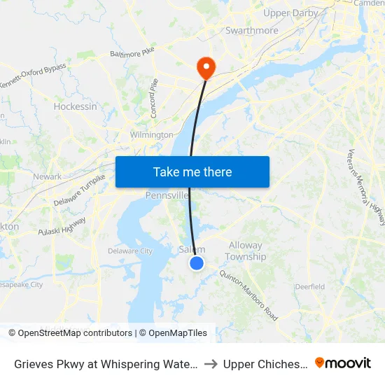 Grieves Pkwy at Whispering Waters Entrance to Upper Chichester, PA map