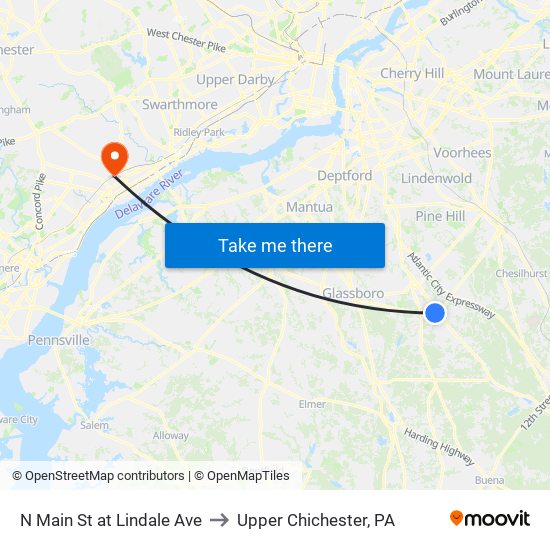 N Main St at Lindale Ave to Upper Chichester, PA map