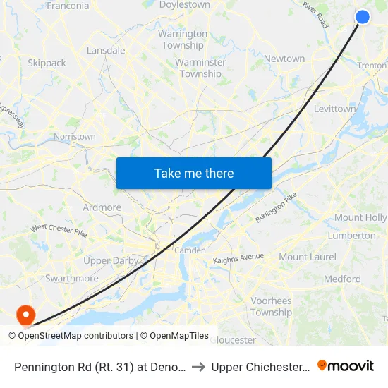 Pennington Rd (Rt. 31)  at Denow Rd to Upper Chichester, PA map