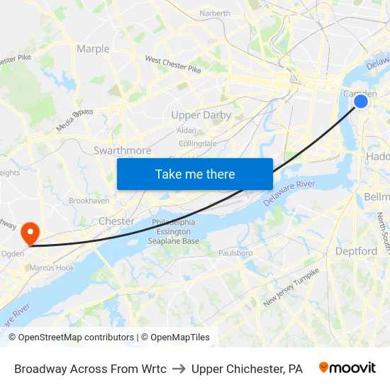 Broadway Across From Wrtc to Upper Chichester, PA map