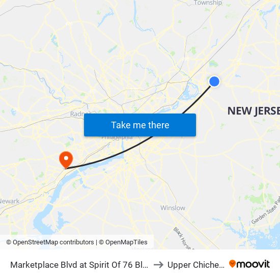 Marketplace Blvd at Spirit Of 76 Blvd (Chase Bank) to Upper Chichester, PA map