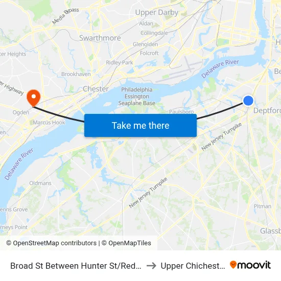 Broad St Between Hunter St/Red Bank Ave to Upper Chichester, PA map