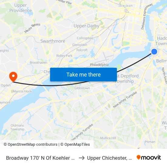 Broadway 170' N Of Koehler St. to Upper Chichester, PA map