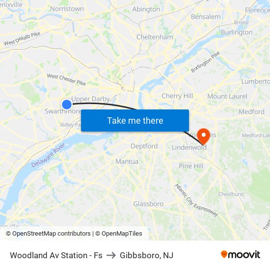 Woodland Av Station - Fs to Gibbsboro, NJ map