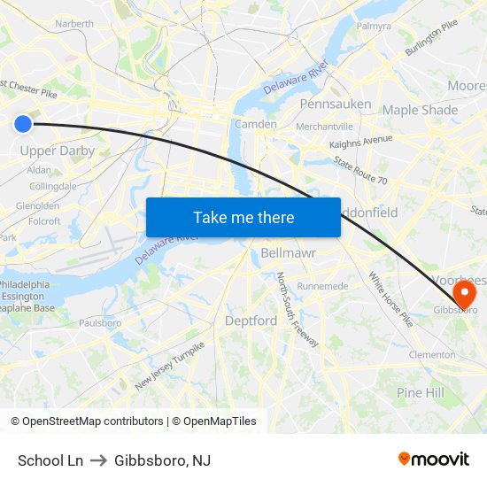 School Ln to Gibbsboro, NJ map